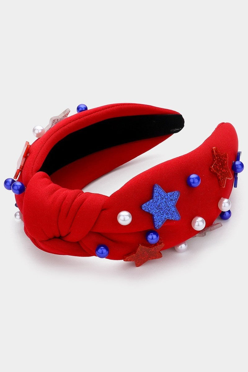 American USA Flag Star Ball Pointed Knot Headband