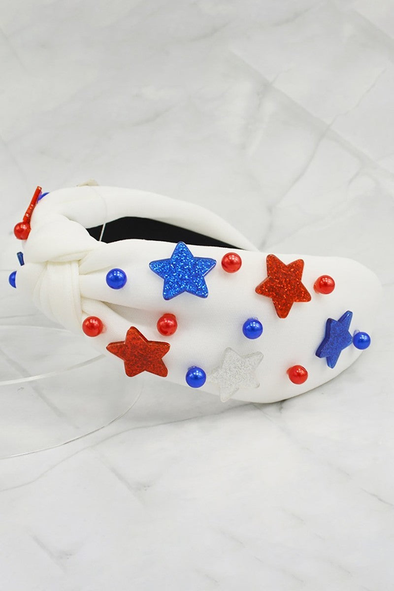 American USA Flag Star Ball Pointed Knot Headband