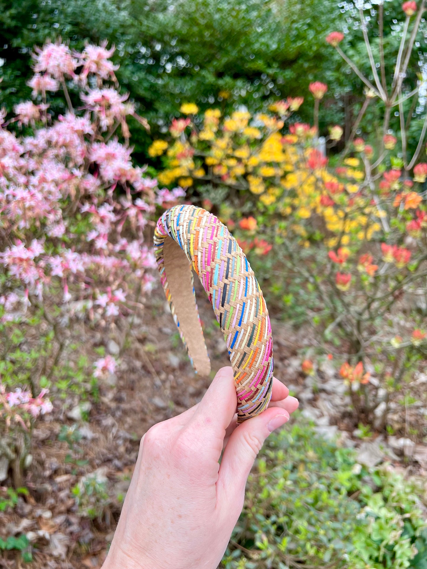 Rainbow Raffia Headband