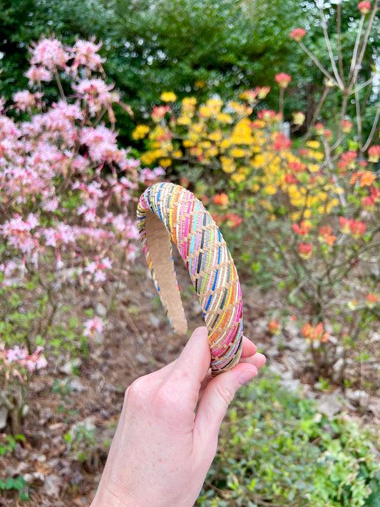 Rainbow Raffia Headband