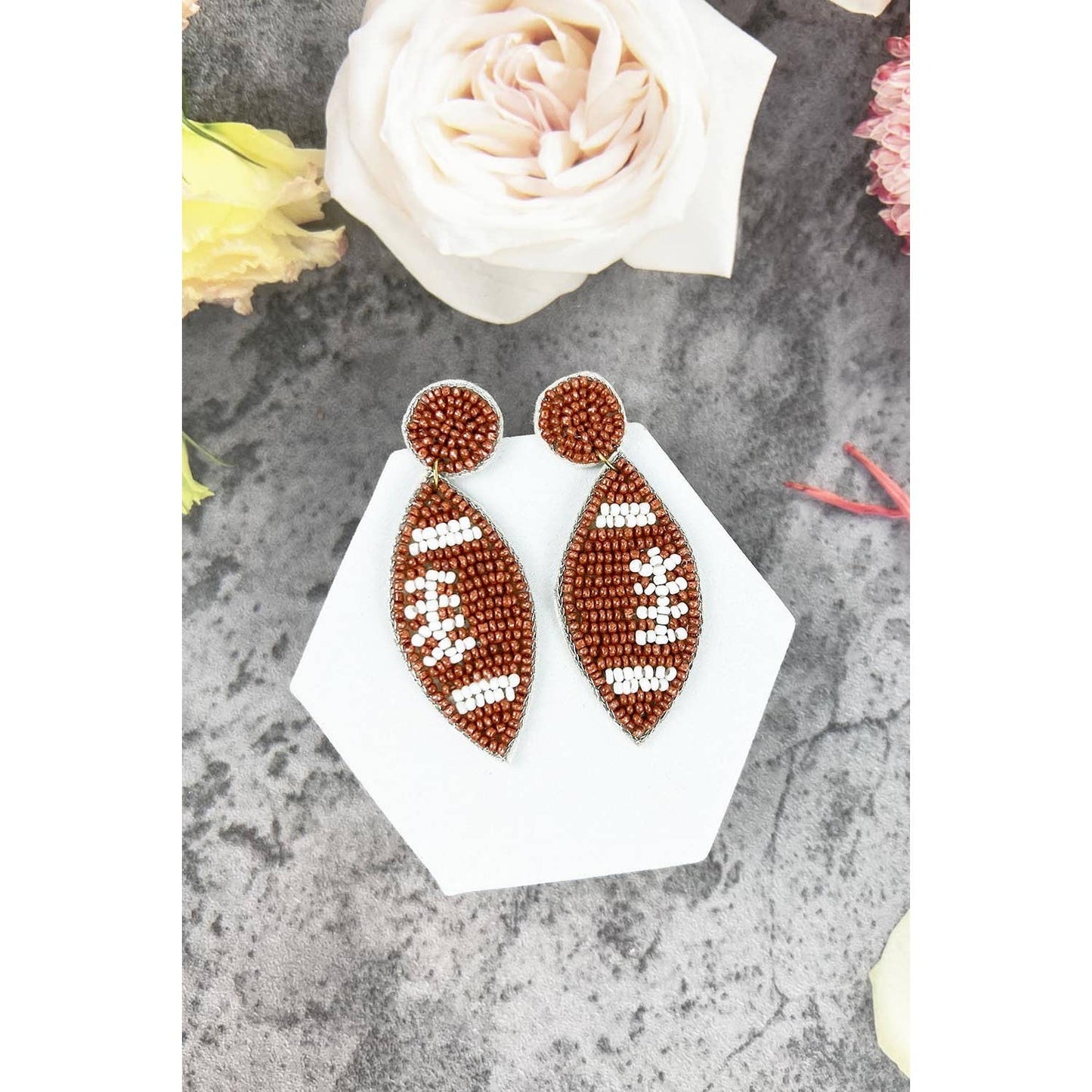 Football Beaded Drop Earrings