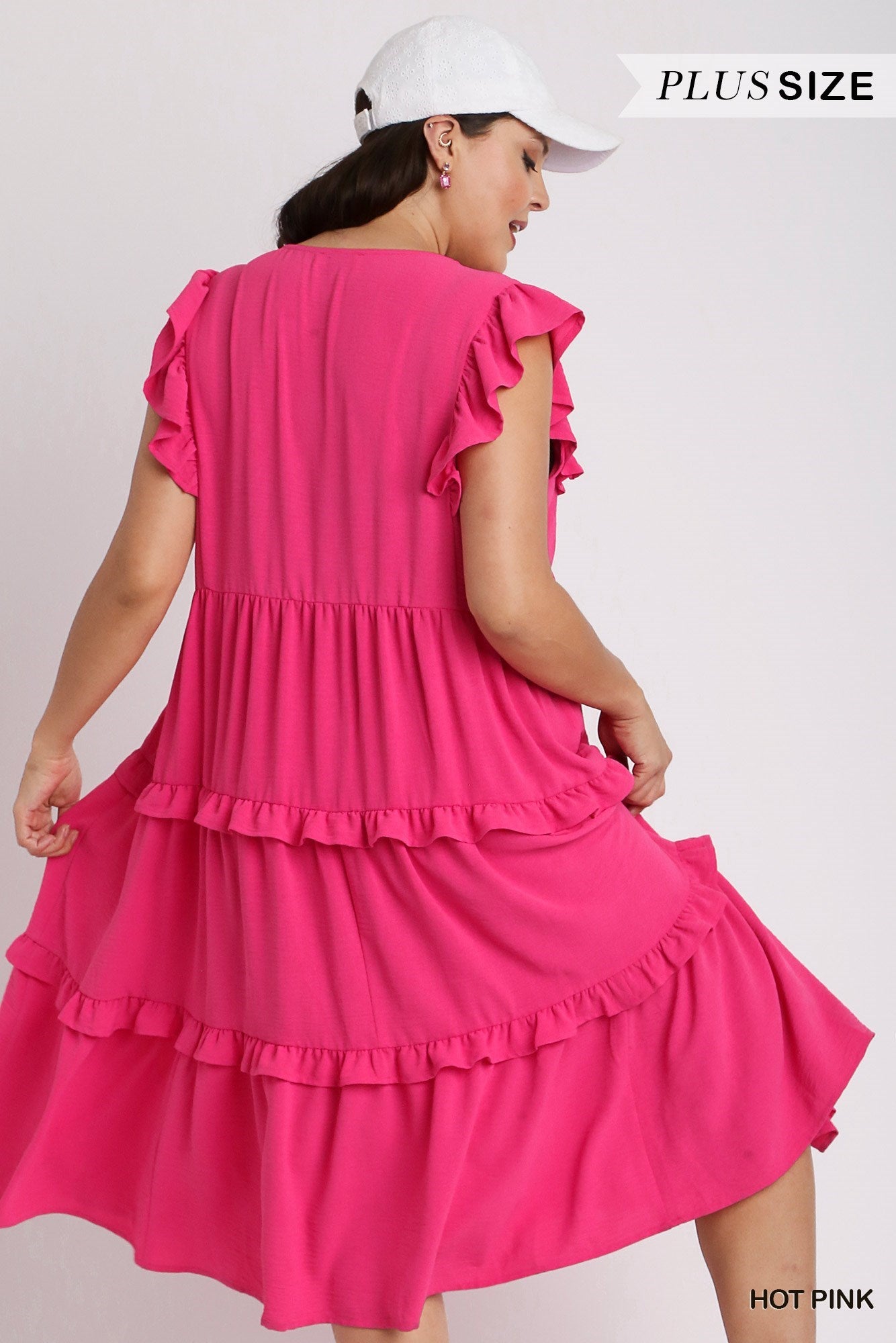 Ruffle Tiered Midi Dress with Flutter Sleeves