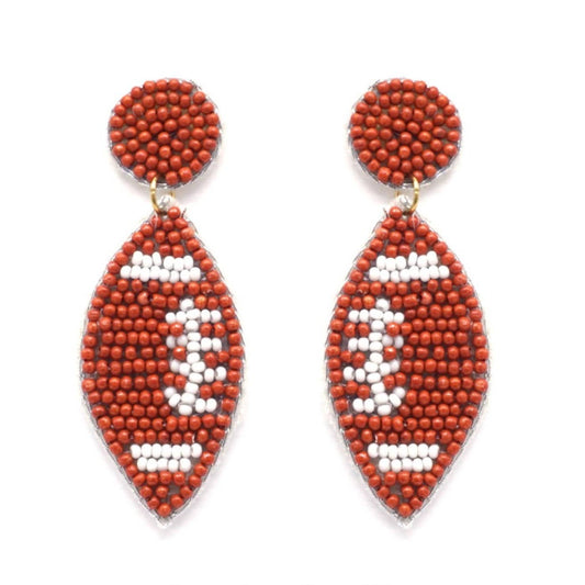 Football Beaded Drop Earrings