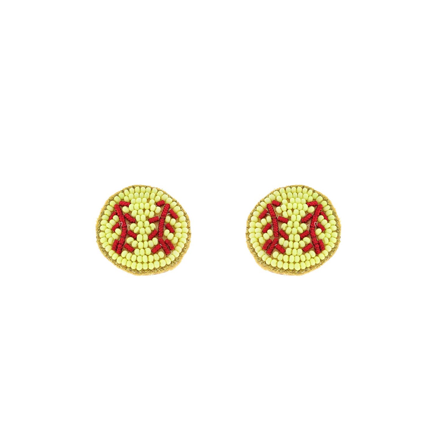 Beaded Softball Stud Earrings